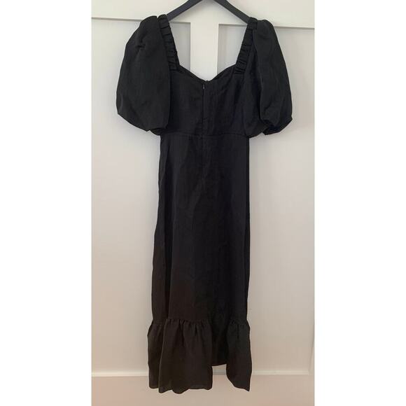 Sandro Falbala Midi Dress Black Sz 34 Short Sleeve Rhinestone Embellished Cutout - Picture 4 of 6